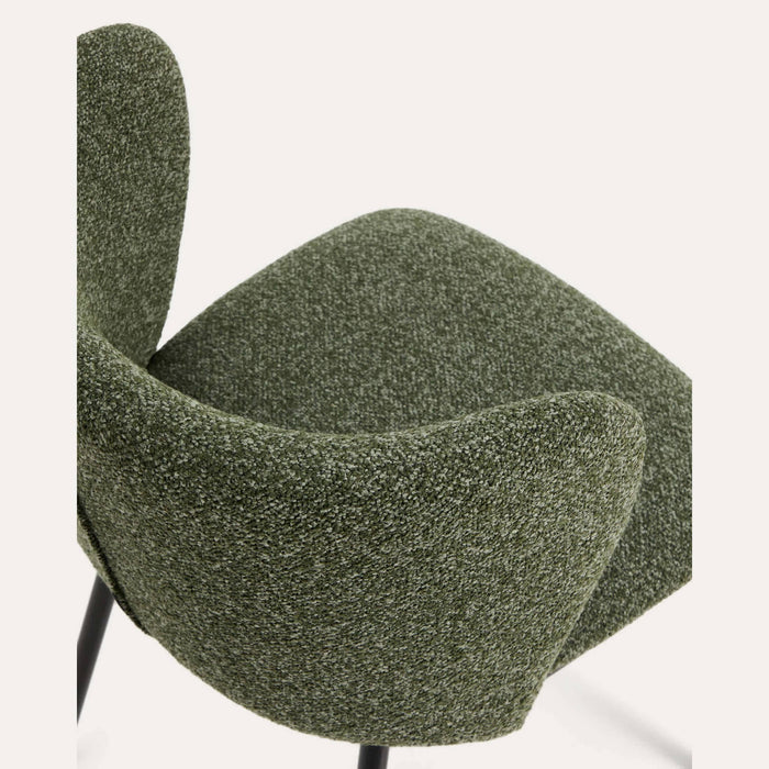 Chaise Avena vert foncé en chenille, vue de détail pieds