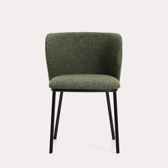 Chaise Avena vert foncé en chenille, vue arrière