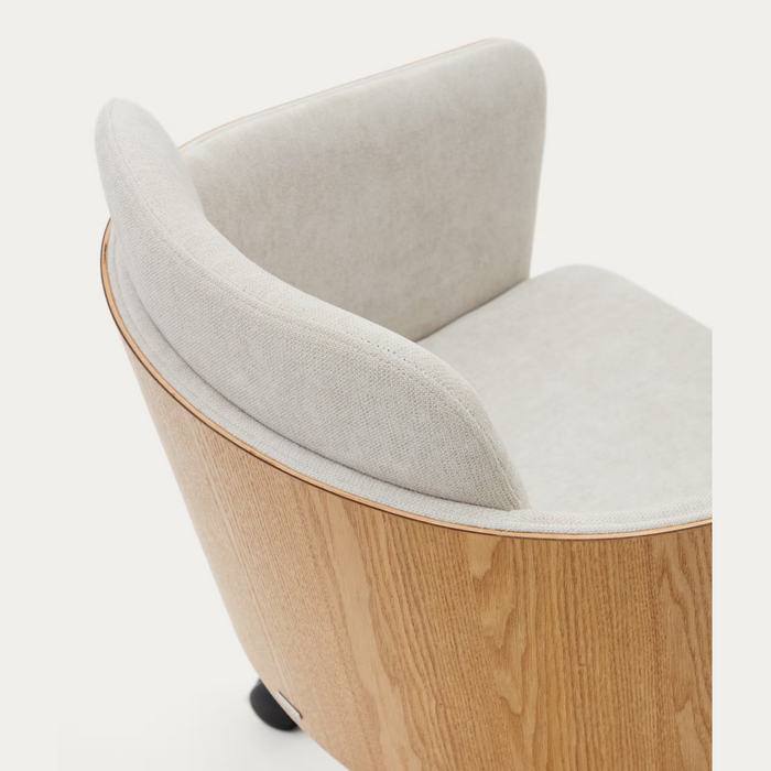 Chaise de bureau tissu et bois Madai