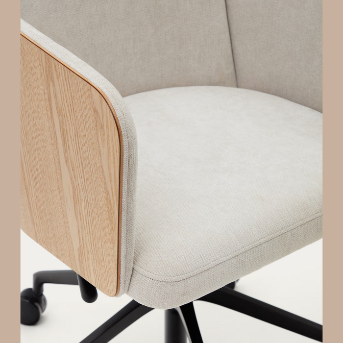 Chaise de bureau tissu et bois Madai