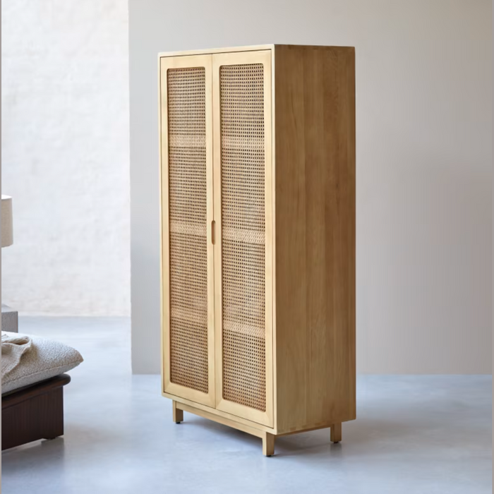 Armoire de rangement orme massif cannage Luis - Tikamoon