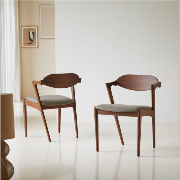 Chaise teck massif et tissu Guido - Tikamoon