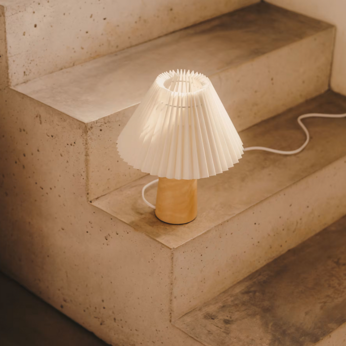 Lampe de table bois d'hévéa et tissu Benicarlo