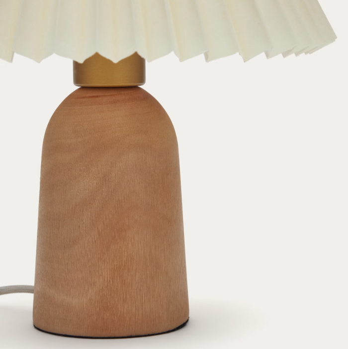 Lampe de table bois d'hévéa et tissu Benicarlo