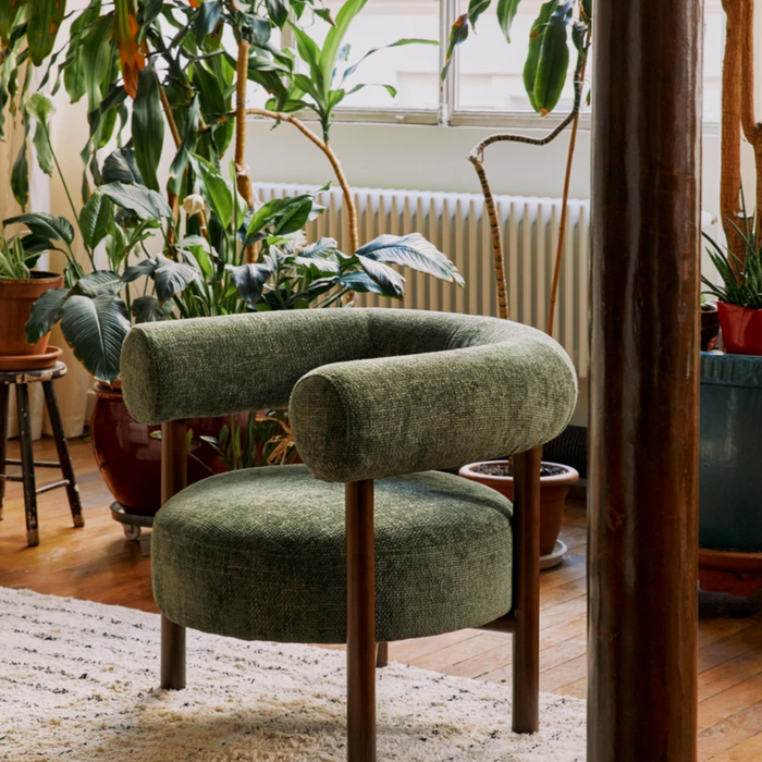 Fauteuil noyer et tweed Carol - NV GALLERY
