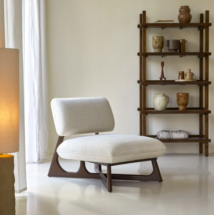 Fauteuil tissu et mindi Brune - Tikamoon