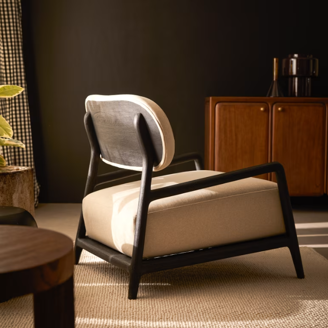 Fauteuil mindi massif tissu Romane - Tikamoon
