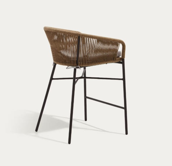 Tabouret d'extérieur résine tressée et bois Loma