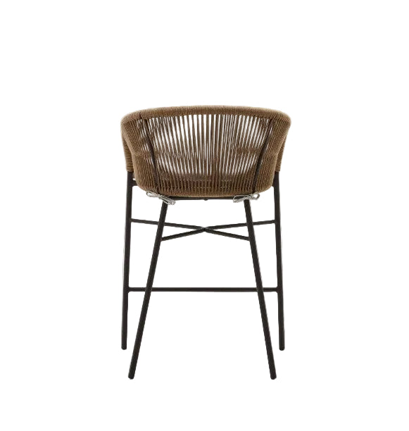 Tabouret d'extérieur résine tressée et bois Loma
