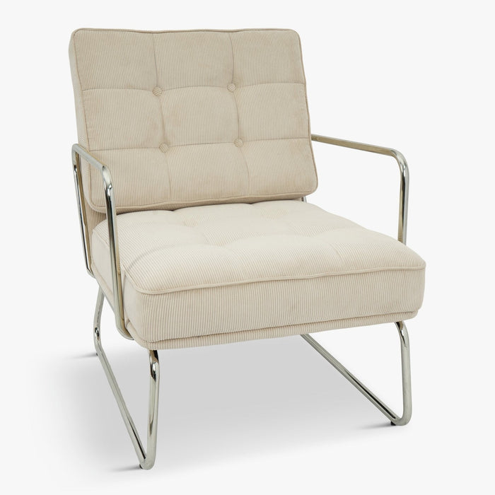 Fauteuil tissu crêpé acier chromé Aurore - NV GALLERY