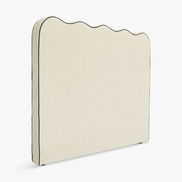 Tête de lit Atlante chenille beige – vue de trois quarts