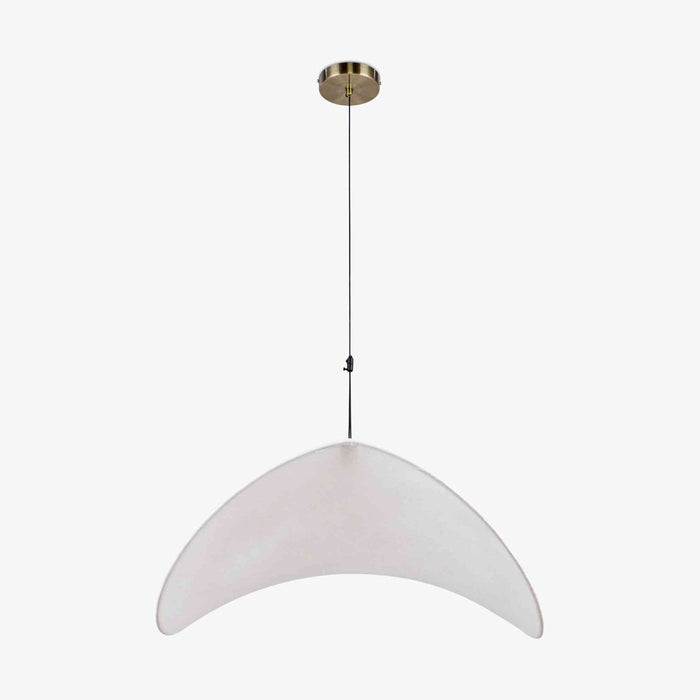 Suspension Fukui blanc et laiton brossé – détail du tissu tendu