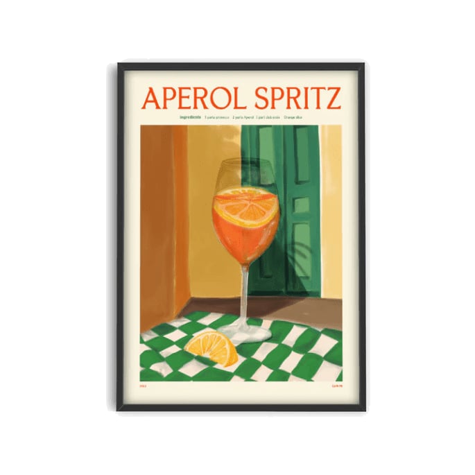 Affiche encadrée chêne Aperol Spritz