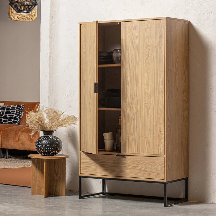 Armoire 2 portes MDF et chêne Silas