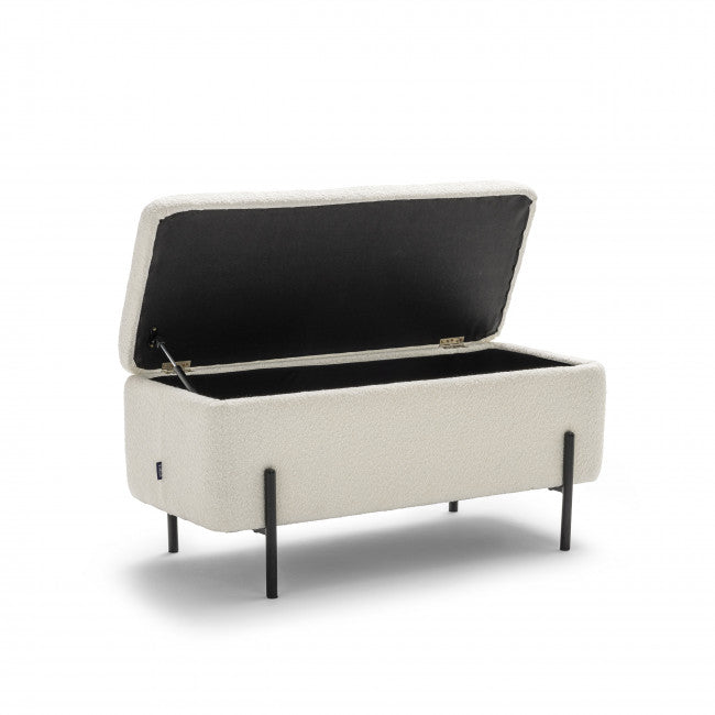 Banc bout de lit coffre tissu et métal Maury