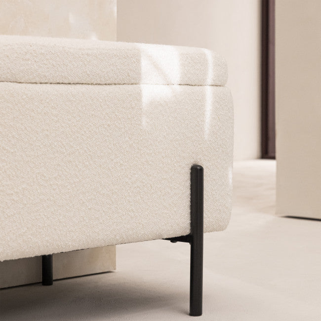 Banc bout de lit coffre tissu et métal Maury