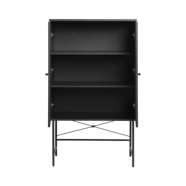 Buffet haut 2 portes bois et métal Herning