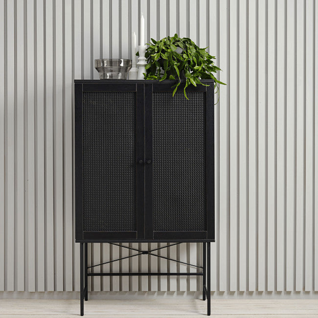Buffet haut 2 portes bois et métal Herning
