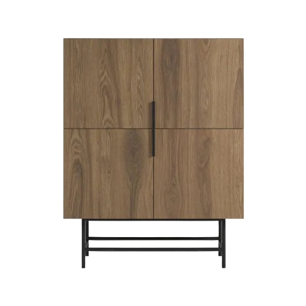 Buffet haut 4 portes Rimini décor chêne foncé – vue détourée de face