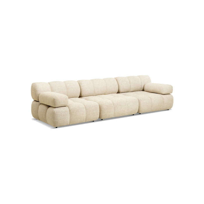 Canapé Waffle tweed beige – vue de trois quarts