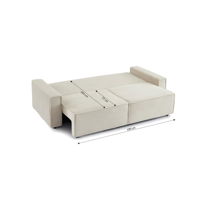 Canapé convertible Ostia velours côtelé – vue de côté