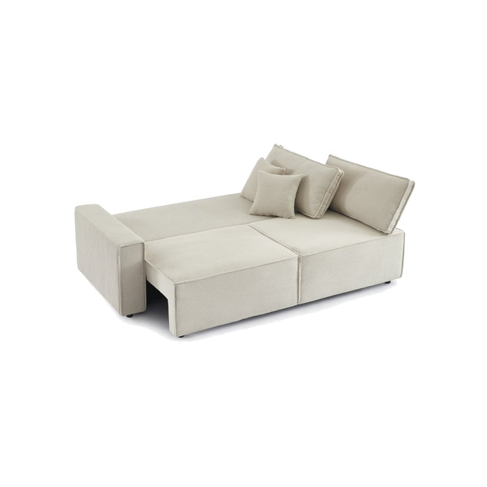 Canapé Ostia beige – détail des coutures et du piètement