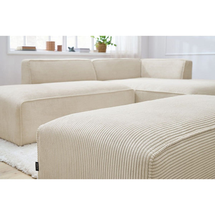 Canapé d'angle velours côtelé avec pouf Megève - Bobochic