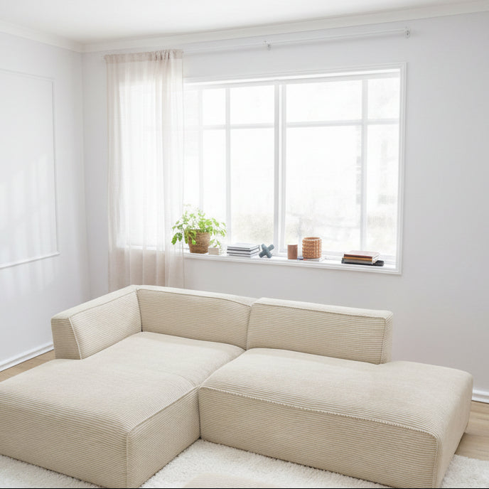 Megève corner sofa with pouf - Bobochic