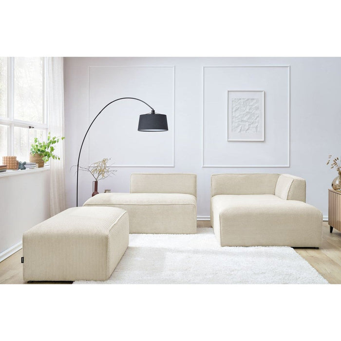 Canapé d'angle velours côtelé avec pouf Megève - Bobochic