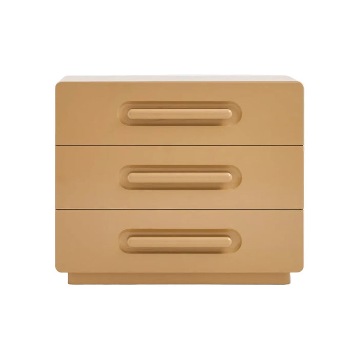 Commode 3 tiroirs Newlo moka – vue de trois quarts