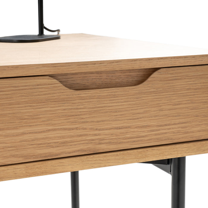 Bureau 2 tiroirs MDF et acier Noyeto chêne
