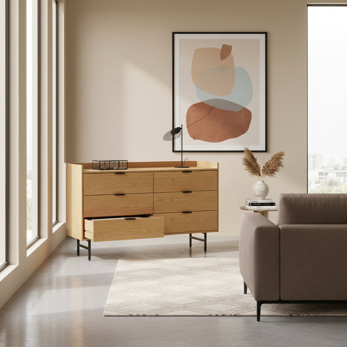 Commode 6 tiroirs métal et MDF Bruna
