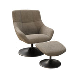 Fauteuil Bilbao en tissu beige, piètement acier noir – vue détourée