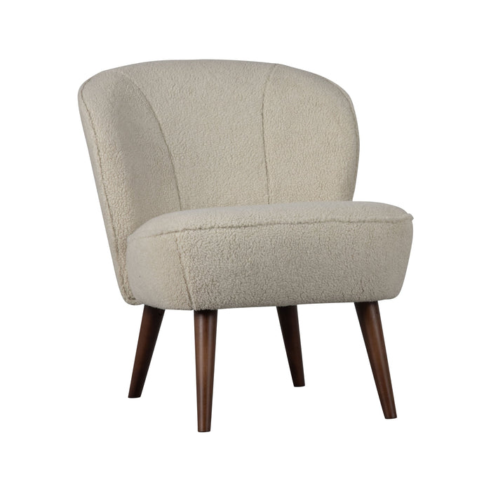 Fauteuil tissu bouclette et bois Sara