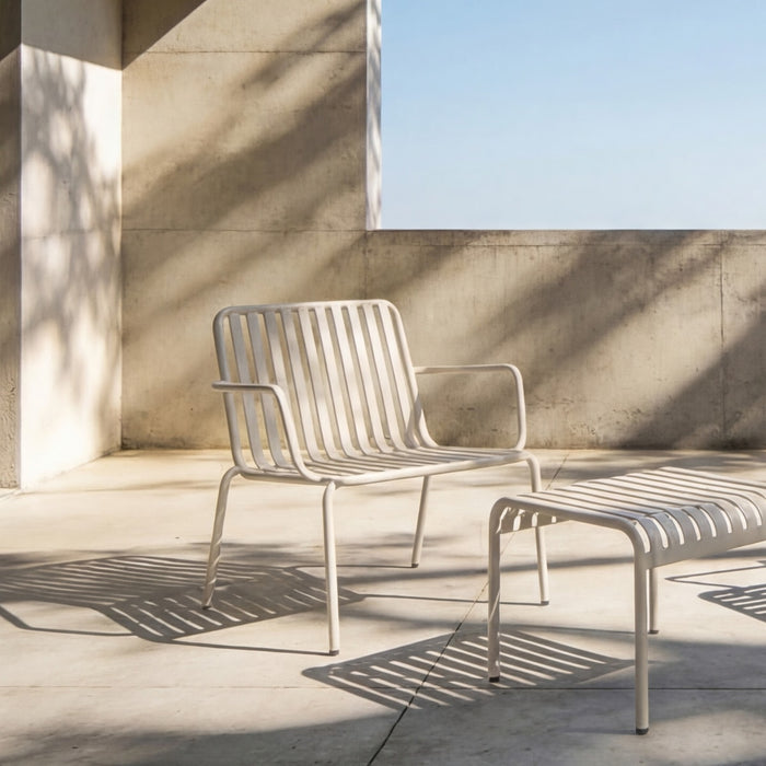 Fauteuil de jardin Gaby crème – vue de trois quarts arrière