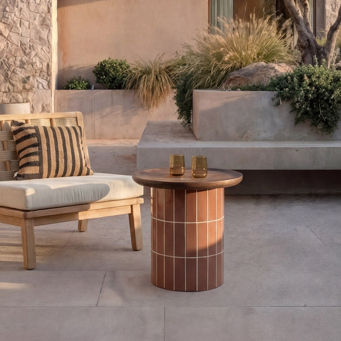 Table d'appoint Georges ronde terracotta – vue détourée haute définition