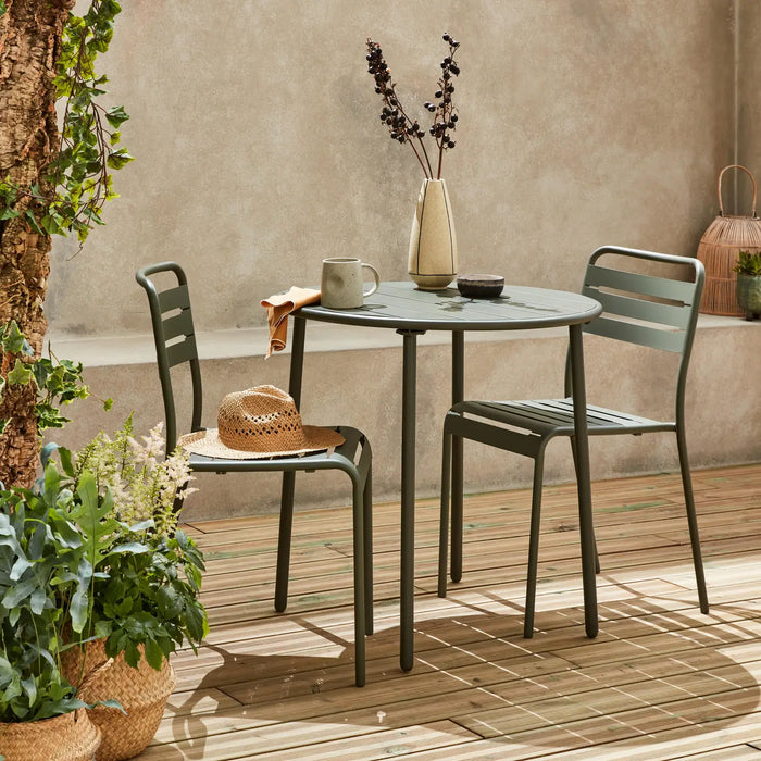 Table de jardin acier avec 2 chaises Honfleur