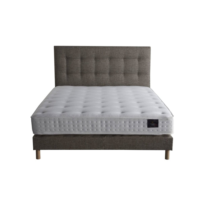 Ensemble sommier et tête de lit tissu et bois