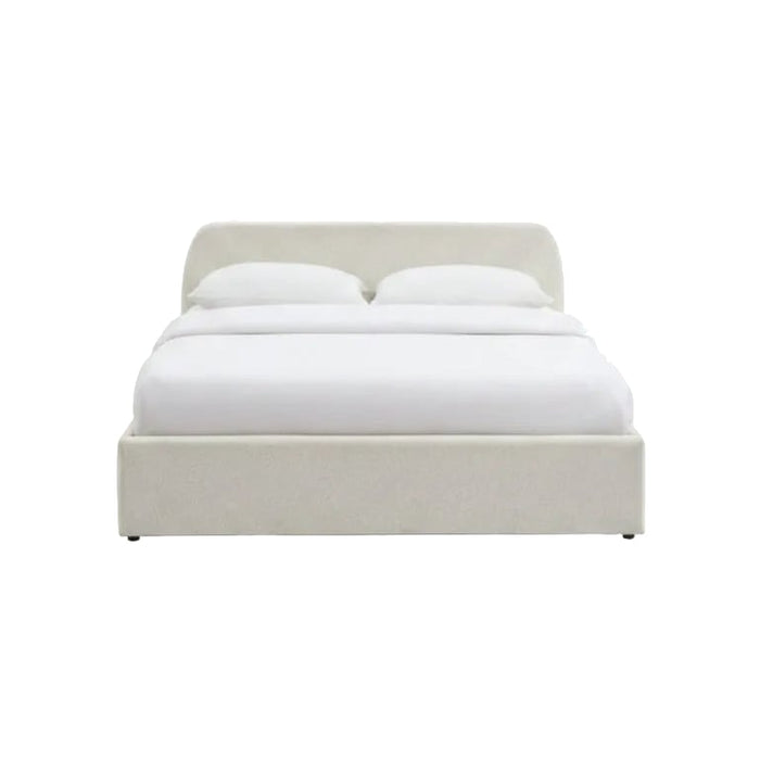 Lit coffre tissu chenille et bois Chanas