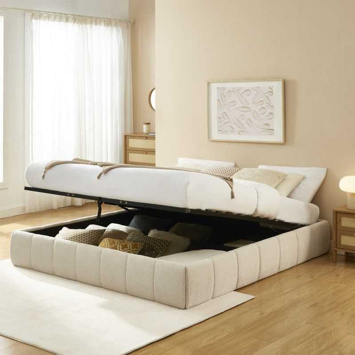 Lit coffre tissu chenille Lavinia