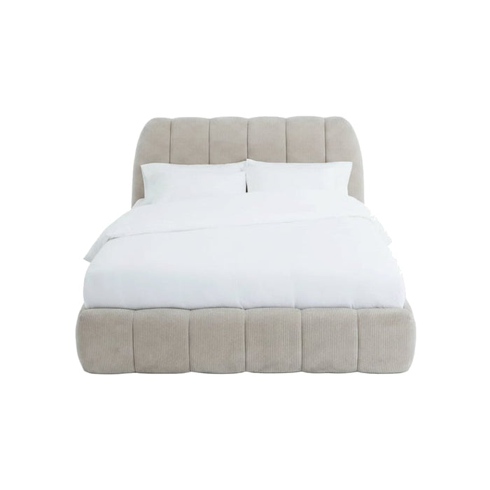 Lit coffre velours côtelé bois métal Noma