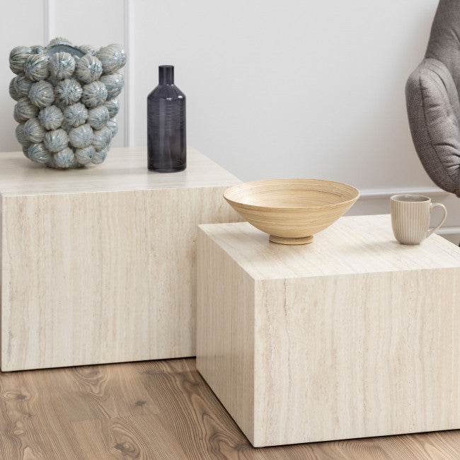 Lot de tables basses effet travertin