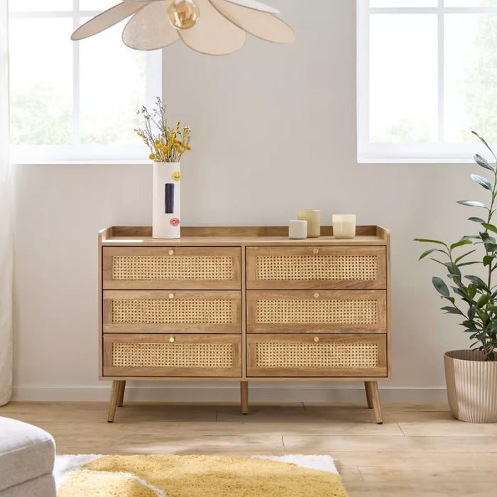 Commode 6 tiroirs rotin naturel Palma