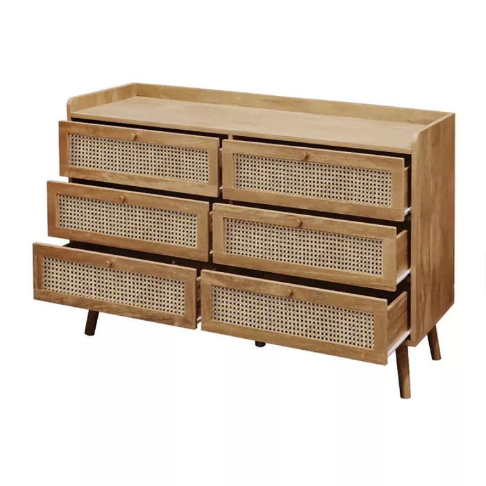 Commode 6 tiroirs rotin naturel Palma