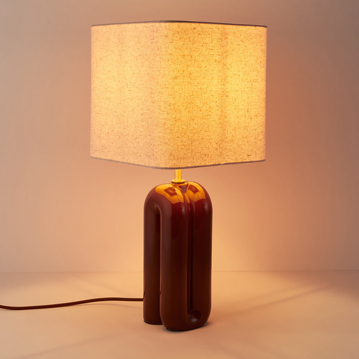 Lampe à poser Saugues Brun - allumée