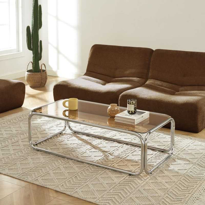 Table basse métal et verre trempé Magitte