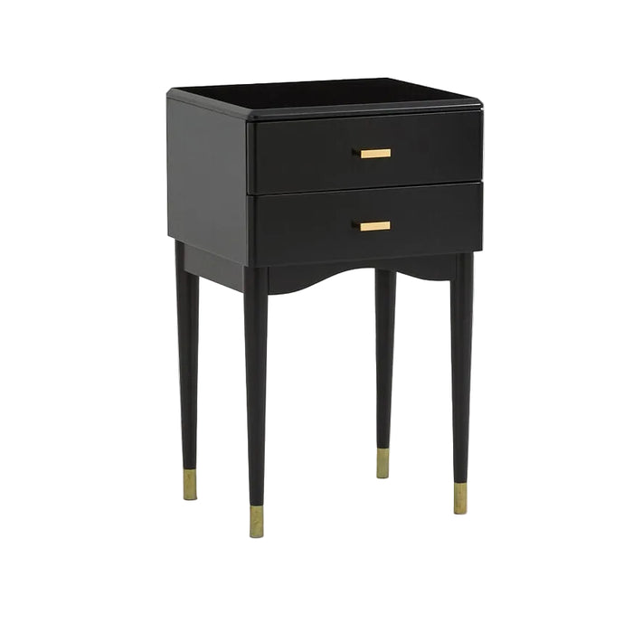 Table de chevet Elna noire 2 tiroirs – vue détourée