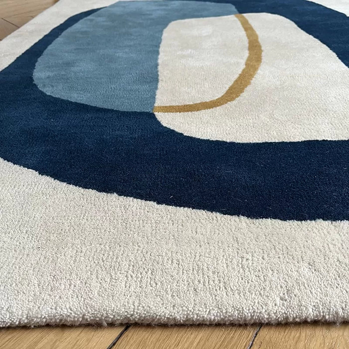 Tapis laine Inclusion Bleu Orage - Edito