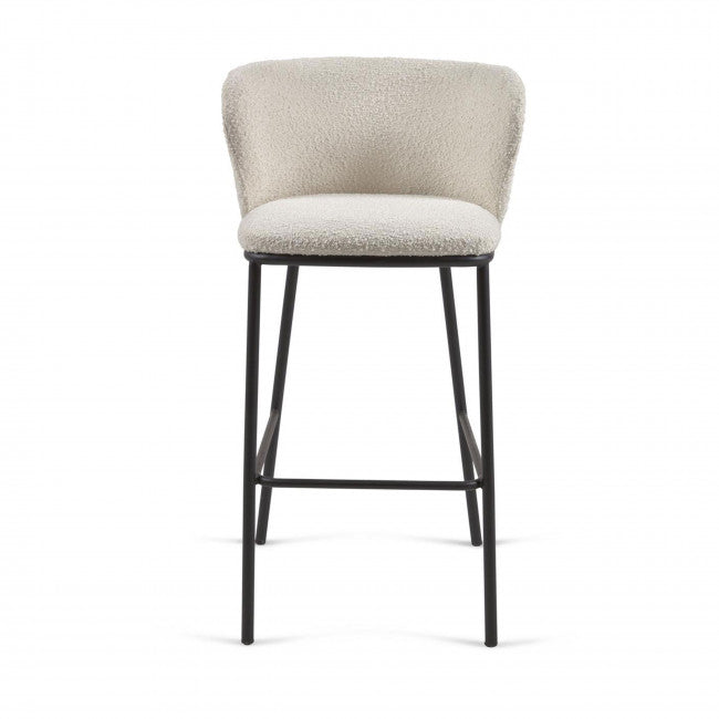 Tabouret tissu bouclette et métal Avena