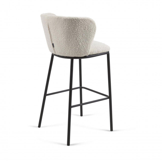 Tabouret tissu bouclette et métal Avena